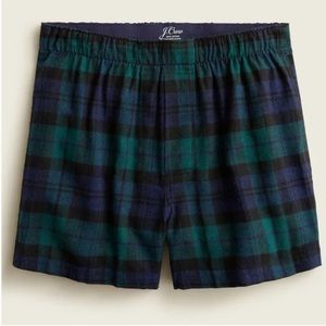 J. Crew Men’s Flannel Boxers NWT Black Watch Plaid Blue Green Size Large